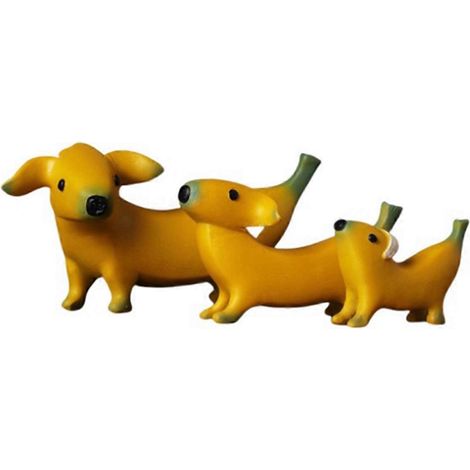 Lustige Bananenhund-Statue, niedliche geschälte Bananenhund-Figur, Ornamente