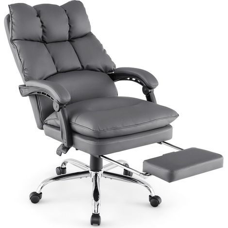 Office Desk Chair Ergonomic Padded Reclining Chair  With Retractable Footrest (1/5)
