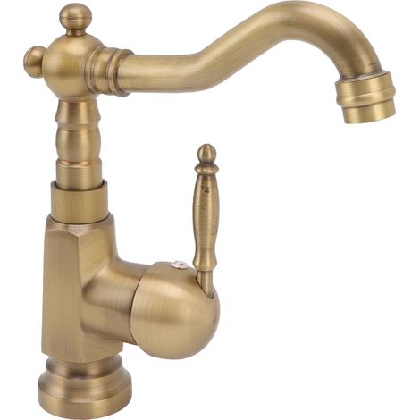 Robinet de lavabo en laiton antique, mitigeur de salle de bain, robinet réglable en hauteur avec poignée unique et flexibles pour la maison (1/5)