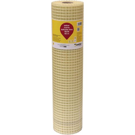 Weber Saint-Gobain Trame de fibres de verre traitée pour le renforcement des enduits et sous enduit, Trame spéciale réno, anti-alcalis