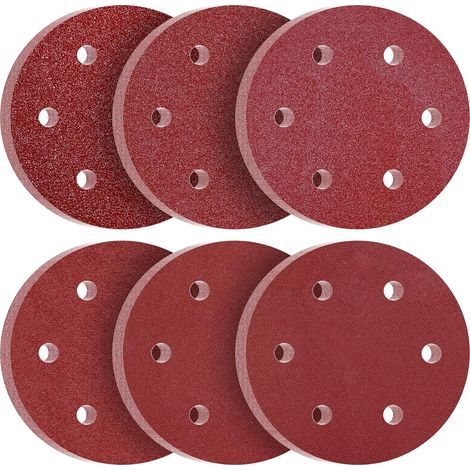 Lot de 60 disques abrasifs 225mm – Assortiment grains P40 à P240 – 6 trous pour ponceuse girafe – Pour bois dur et métaux (1/5)