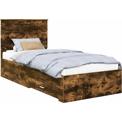 Maison Exclusive - Bettrahmen Geräucherte Eiche 90 x 190 cm Holzw
