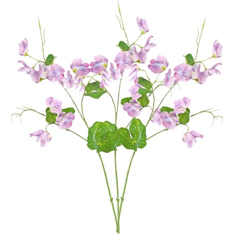 Flores artificiales, 3 flores con hojas de lirio morado, planta decorativa, decoración escandinava para el hogar, arreglo floral para bodas (1/5)