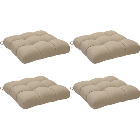 Outsunny conjunto de cojines para sillas de comedor 48x48x10 cm juego de 4 piezas cojines para sillas de jardín con 2 cordones de fijación caqui