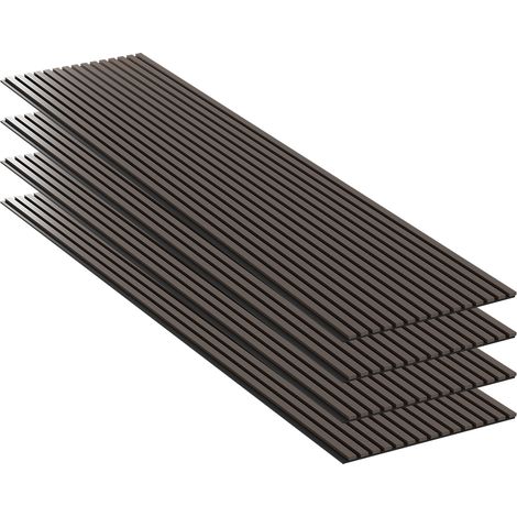 Lot 4 pièces - Panneau Acoustique - Noyer Foncé - Feutrine Noir - 240x60x1.1cm (1/5)