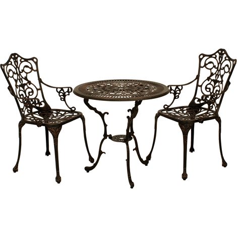 Bistroset Jugendstil 3-teilig, Aluguss bronze antik (1/4)
