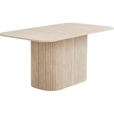 Mesa de comedor de estilo nórdico para 4-6 personas, color madera amarilla. (1/2)