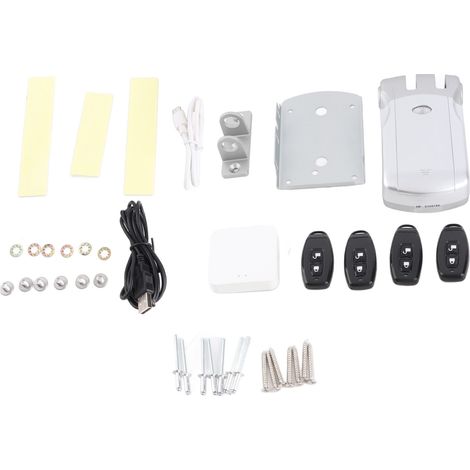 Serrure connectée WiFi Tuya sans clé, télécommande 433MHz, zinc alliage argenté, ouverture à distance sécurisée pour porte intérieure (1/5)