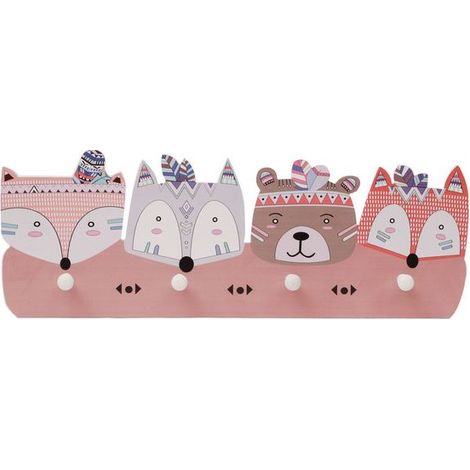 Patère murale chambre enfant avec 4 crochets, support mural décoratif pour vêtements, serviettes et accessoires, design enfantin (1/3)
