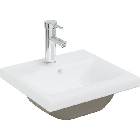 Lavabo encastré avec robinet 42x39x18 cm Céramique Blanc (1/5)