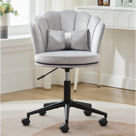 Silla de oficina 55x62x73-83 cm gris en terciopelo con altura regulable y giro 360° (1/5)