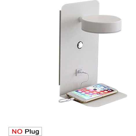Une applique murale LED pour chambre à coucher avec port de chargement USB, applique murale tactile à intensité variable, 12W, applique murale de lecture rotative à 350° (1pcs blanche)
