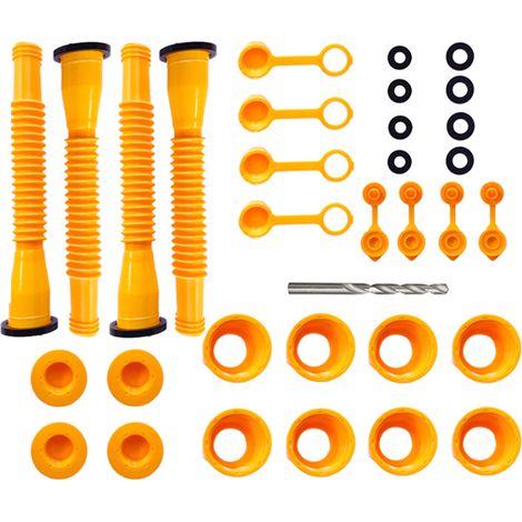 Kit de remplacement de bec de canette de gaz, ensemble de buses anti-déversement avec foret pour la plupart des canettes de 1/2/5/10 gallons (4 kits jaunes) (1/5)