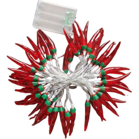 1 Guirlande lumineuse, 100 LED, effet rouge piment, 10 mètres, alimentation secteur ou piles, intérieur et extérieur (1/5)