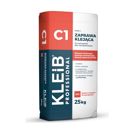 Colla Kleib C1 per incollare pannelli di polistirolo, 25 kg.
