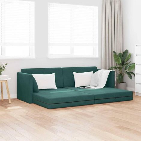Schlafsofa Bodenmatratze Dunkelgrün Samt 213x76x77 cm (1/5)