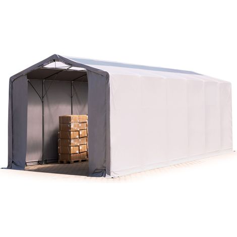 TOOLPORT Carpa almacén 6x12 m carpa industrial con claraboya, PVC 850 N 100% impermeable, gris - 4m de altura lateral