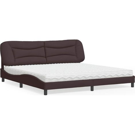 vidaXL Lit avec matelas Hvar marron foncé 200x200 cm tissu (1/5)