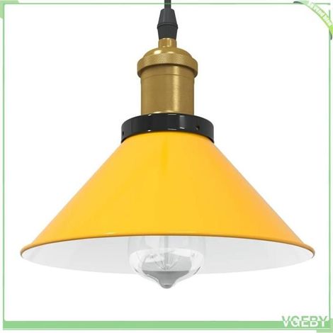 4103447 Lampe suspendue réglable hauteur E27 jaune brillant 22cm métal (1/5)