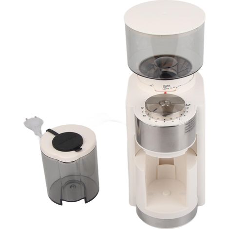 Moulin à café électrique Inox Meules coniques 25 réglages Broyeur automatique grains pour espresso filtre presse française Blanc (1/5)