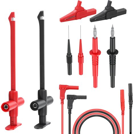 Cordons de test à pinces crocodiles pour multimètres, kits de cordons de test pour multimètres, cordons de test électriques automobiles, pièces de réparation et de test automobiles. (1/5)
