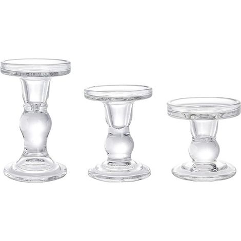 Available in 3 colors: transparent material: glass candle holder decorative object in French vintage style 8 x 8.5 cm