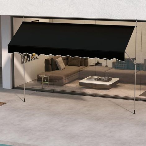 Pour balcon, terrasse ou café, store banne à manivelle sans perçage, hauteur réglable 210-300 cm (1/5)