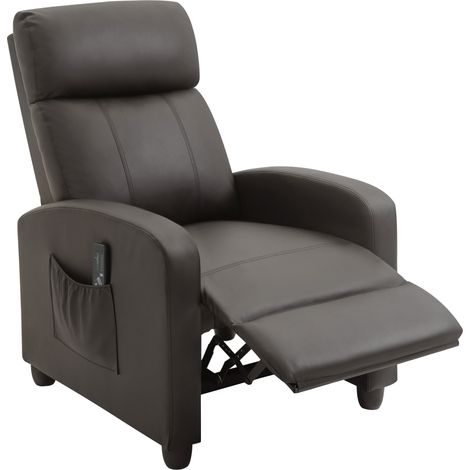 Fauteuil de massage relaxant inclinable, télécommande, 8 modes, repose-jambes intégré, dimensions 68x88x98 cm, couleur marron, siège électrique confortable pour détente à domicile (1/5)