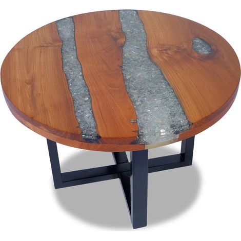 Tavolino da Salotto in Legno di Teak e Resina 60 cm vidaXL (1/5)