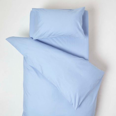 HOMESCAPES Blue Cotton Cot Bed Duvet Cover Set 200 Thread Count - Blue (1/4)