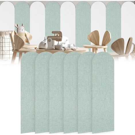 6 Pieces 3D Wall Panels, 56 x 15 cm, XPE Foam, Self-Adhesive Wall Padding Board, Anti-Collision Padded Panel, Wall Padding for Bedroom, Children's Room (Green) (1/5)