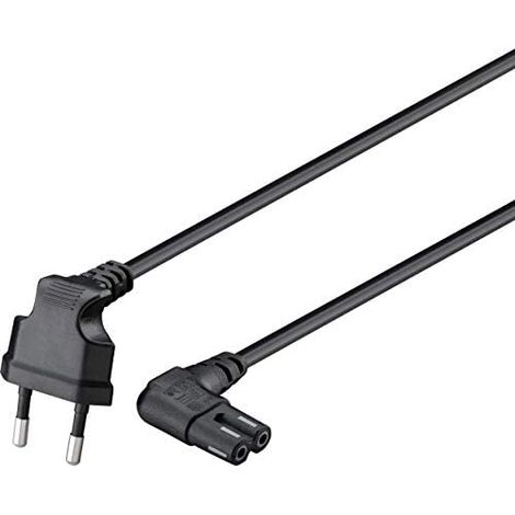 GOOBAY Câble d'alimentation Euro avec raccord double rainure, noir, 0,5 m, 90° (1/3)
