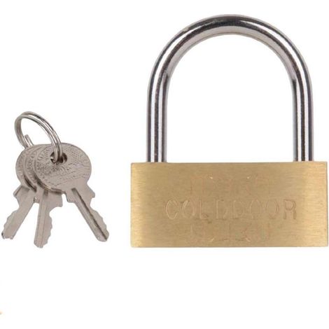 Lucchetto in ottone con gancio in acciaio per armadio box cassetti catenaccio di sicurezza anticorrosione 3 chiavi 5x4,2 cm (1/4)