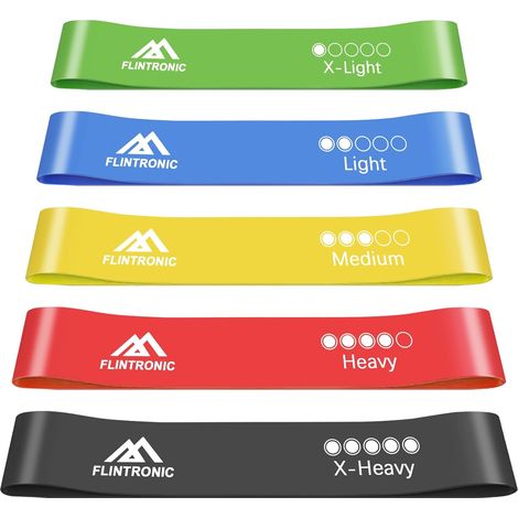 Fitness-Gummiband, 5-teiliges Widerstandsband, Muskelaufbau-Gummiband, 5 Widerstandsstufen, Sport-Gummiband für Pilates und Yoga, mit Aufbewahrungsbeutel (1/5)