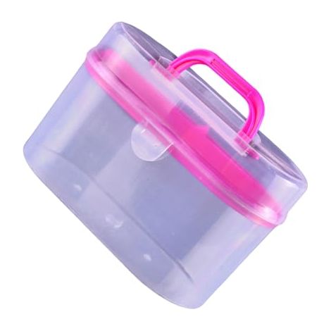 Boîte à couture vide en plastique, 14,5 x 9,5 x 7,2 cm, légère et dotée d'une poignée rotative et d'une fermeture à pression, pour ranger aiguilles et accessoires de couture. (1/5)