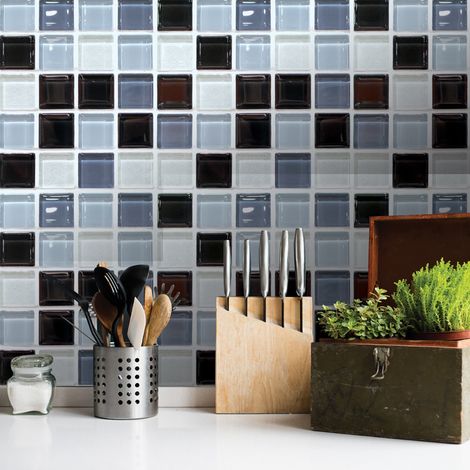 Lot de 6 stickers muraux mosaïque en PVC auto-adhésifs 3 dimensions pour la décoration de chambre (1/5)