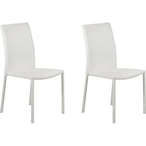 Lot de 2 chaises empilables en simili blanc et 4 pieds en acier - LUFY (1/5)