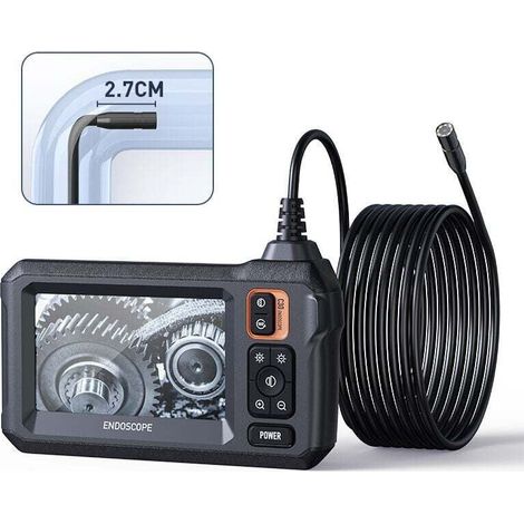 Caméra d'inspection endoscopique Industrielle, caméra d'égout endoscopique IPS 4,3", caméra Serpent étanche IP67 avec 8 lumières LED, câble Semi-Rigide de 5 m,de