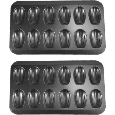 Set of 2 non-stick madeleine molds, baking molds for 12 madeleines, cake mold with chocolate crust, non-stick bread (1/5)
