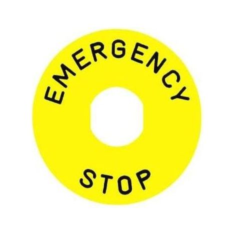 Etichetta pulsante a fungo circolare "EMERGENCY STOP" 90mm