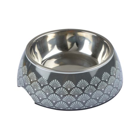 Gamelle pour animaux en inox à motifs New Art - 600ml - Gris anthracite - D 17,6 cm - Livraison gratuite (1/2)