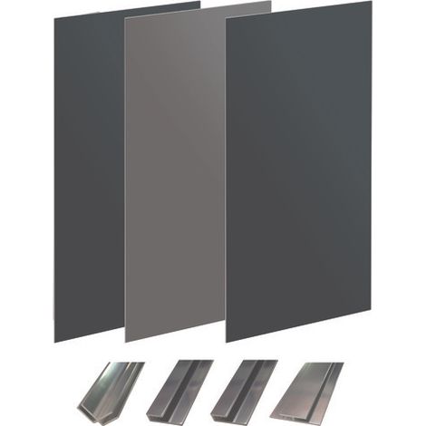 ONDEE - Kit instalación paneles murales esquina WALLDECO 200cm gris antracita perfil cromado (1/4)