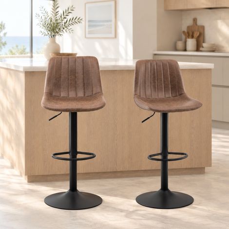 Set di 2 sgabelli da bar regolabili con poggiapiedi, marroni DESVIAE (1/5)