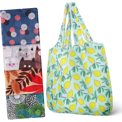 Lot de 5 sacs de courses pliables en polyester lavable (1/5)