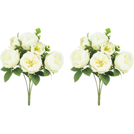 Bouquet artificiel de pivoines 32cm blanc lot de 2 (1/4)