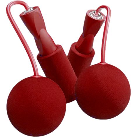 Corde à sauter sans fil 6.5cm avec balle lestée, roulement double, câble silencieux fitness, sport intérieur, exercice rouge