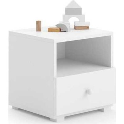 Comodino per cameretta Emi bianco con cassetto (1/4)