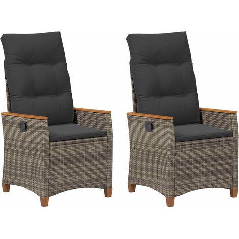 Verstellbarer Gartenstuhl Grau und Dunkelgrau Poly-Rattan vidaXL