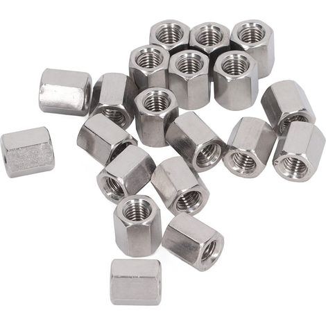 Écrou, 20 pièces M8 304 Écrous d'accouplement hexagonaux en acier inoxydable pour goujons Vis filetées Tiges filetées pour la fixation d'entretien (1/5)