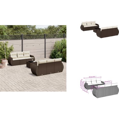 7-tlg. Garten-Sofagarnitur mit Kissen Braun Poly Rattan - Garten Sofagarnitur - Garten Sofagarnituren - Outdoor Sofagarnitur - Sofagarnitur Terrasse (1/3)